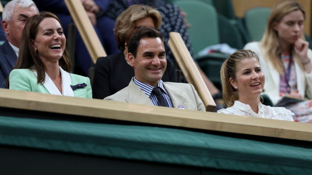 Kate Middleton, Roger Federer y su esposa Mirka, en el partido de Murray en Wimbledon (IMAGO / Xinhua).