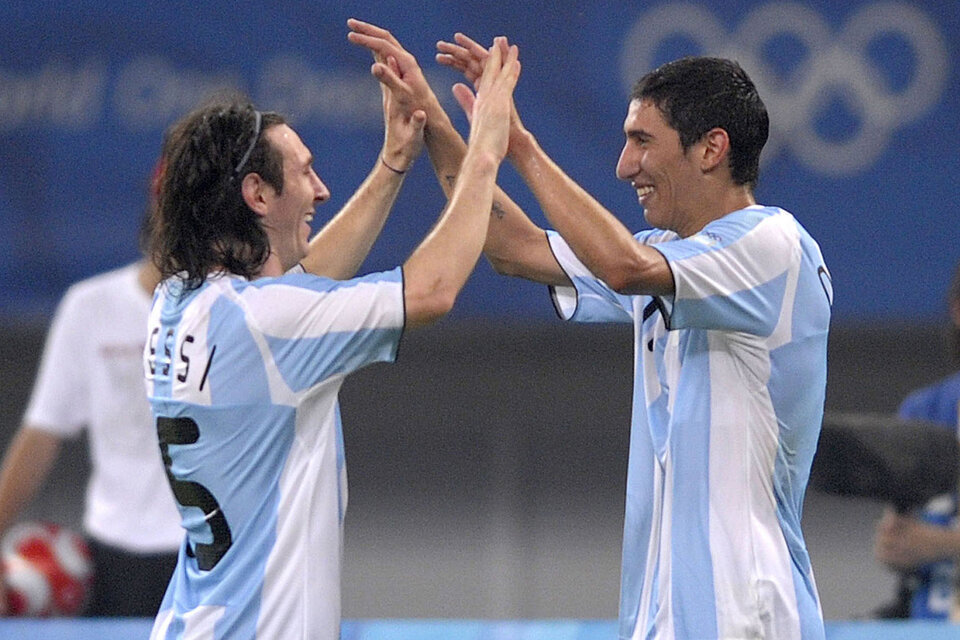 Messi y Di María, campeones olímpicos en 2008.
